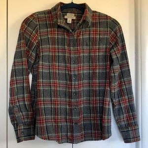 LL Bean Scotch Plaid Shirt Slightly Fitted in Grey Stewart